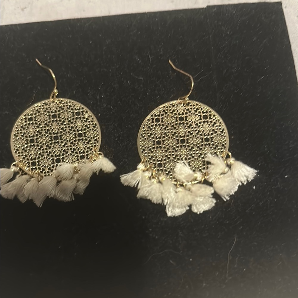 Piper Gold and Cream Dangle Earrings